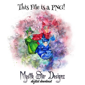 Flora, Fauna, and Merryweather PNG | Sleeping Beauty Fairies PNG | Digital Download PNG | Commercial Use
