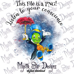 Listen to your conscience | Cute Jiminy Cricket PNG | Pinocchio Jiminy Cricket PNG | Digital Download PNG | Commercial Use