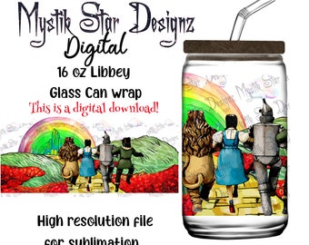 Wizard of OZ Libbey Glass Wrap PNG: 16oz Can Design (Digital Download)
