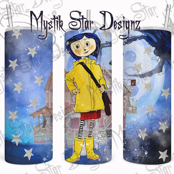 Button Eyed Girl wrap | 20oz Coraline wrap | Careful what you wish for wrap PNG | Coraline gift