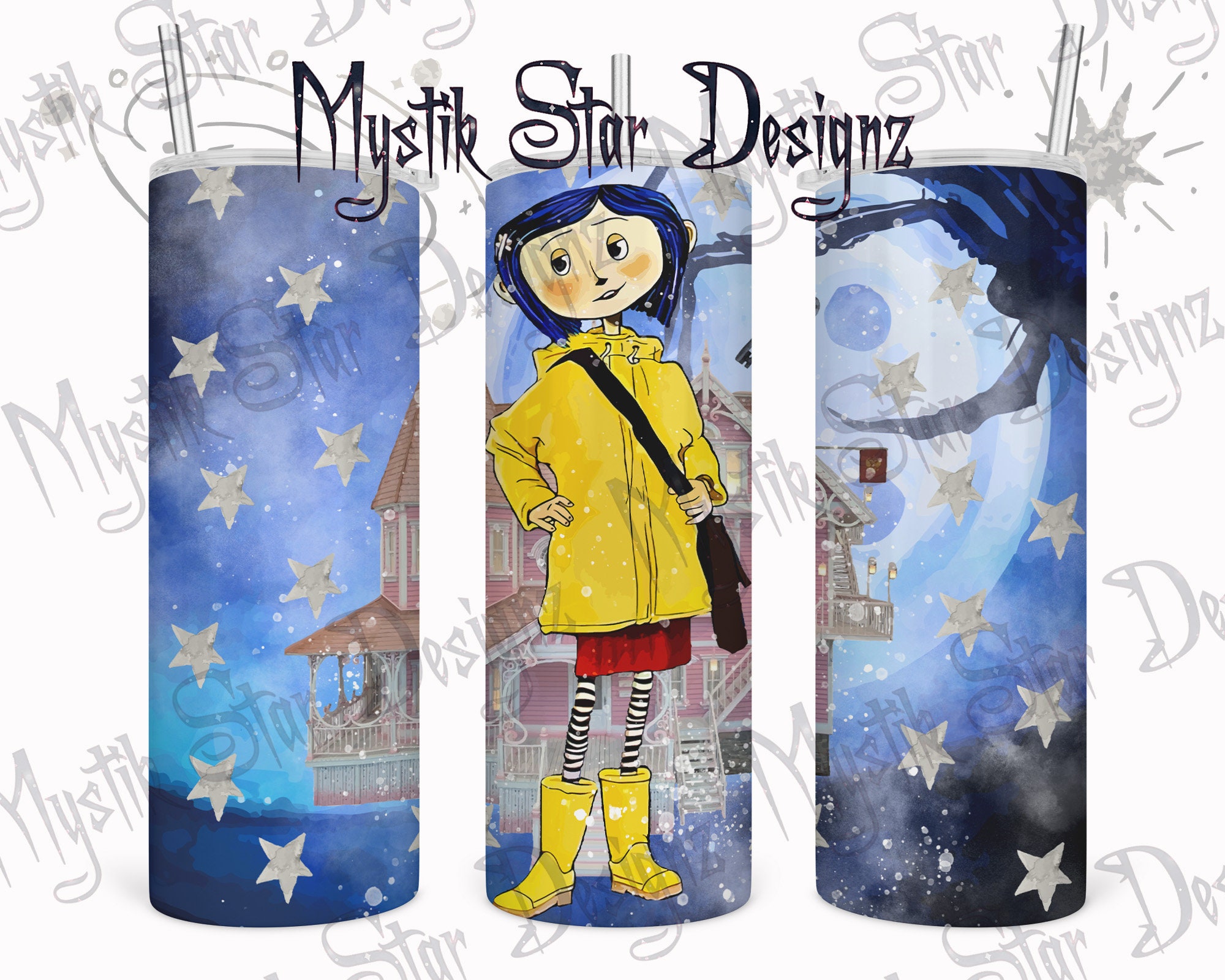 Button Eyed Girl wrap | 20oz Coraline wrap | Careful what you wish for wrap PNG | Coraline gift