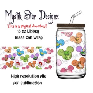 Cartoon Toy Tumbler | 16oz Glass Can digital download Wrap | 16oz Libbey Can Glass | Full Glass Can Wrap | Talking Cartoon Toys