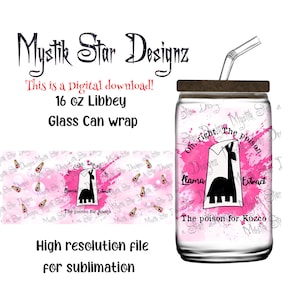 Kuzcos Poison Tumbler | 16oz Glass Can digital download Wrap | 16oz Libbey Can Glass | Full Glass Can Wrap | Llama Extract Wrap