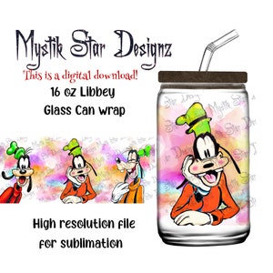 Goofy Libbey Tumbler | 16oz Glass Can digital download | 16oz Libbey Can Glass | Full Glass Can Wrap | Cute Goofy wrap