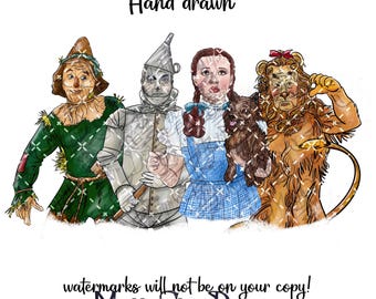 Wizard of Oz PNG: Dorothy, Tin Man, Lion, Scarecrow (Digital Download)