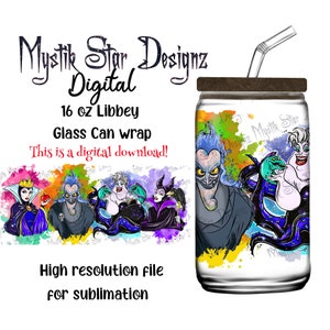 Villains Tumbler Wrap: 16oz Libbey Glass Can (digitale download)