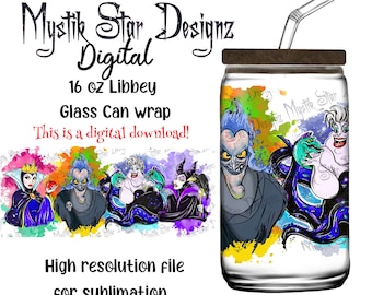 Villains Tumbler Wrap: 16oz Libbey Glass Can (Digital Download)