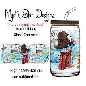 Cute Alien Magic Glass PNG | 16oz Can Glass Wrap digital download PNG | 16oz Blue Alien Glass PNG | Magic Can Glass Full Wrap