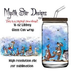 Marching Band Bear Friends Tumbler | 16oz Glass Can digital download Wrap | 16oz Libbey Can Glass | Full Glass Can Wrap | Cartoon Bear
