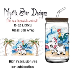 Hei Hei and Pua 16oz Libbey Can Glass Wrap (Digital Download)