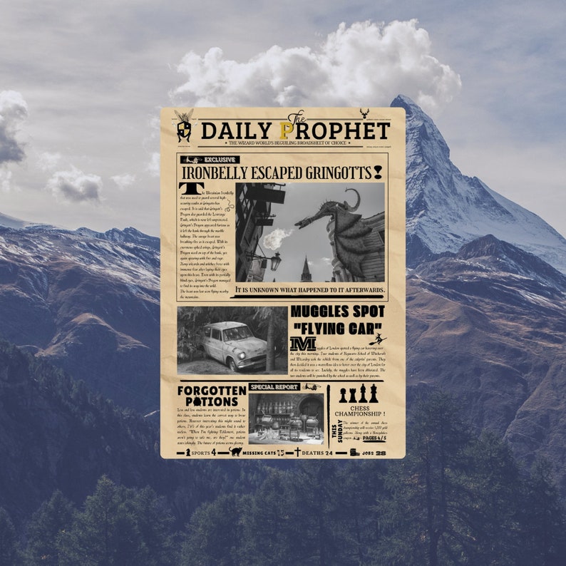 The Daily Prophet-editable Template-magical Wizard Poster-printable ...