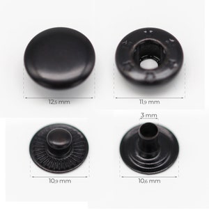 Snap Fasteners S Spring High Quality Brass Snap Fasteners Rustproof Snaps Leather Goods Fabric Antique/Nickel/Black 10mm 12mm 25sets image 3