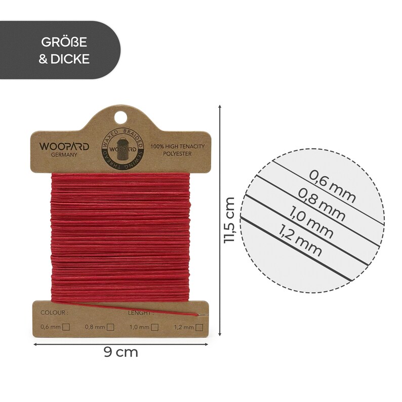 0,6 mm / 0,8 mm / 1,0 mm / 1,2 mm Hilo encerado para coser cuero Coser a mano Hilo para coser a mano 100% Poliéster de alta tenacidad Máxima resistencia 100 mt imagen 5