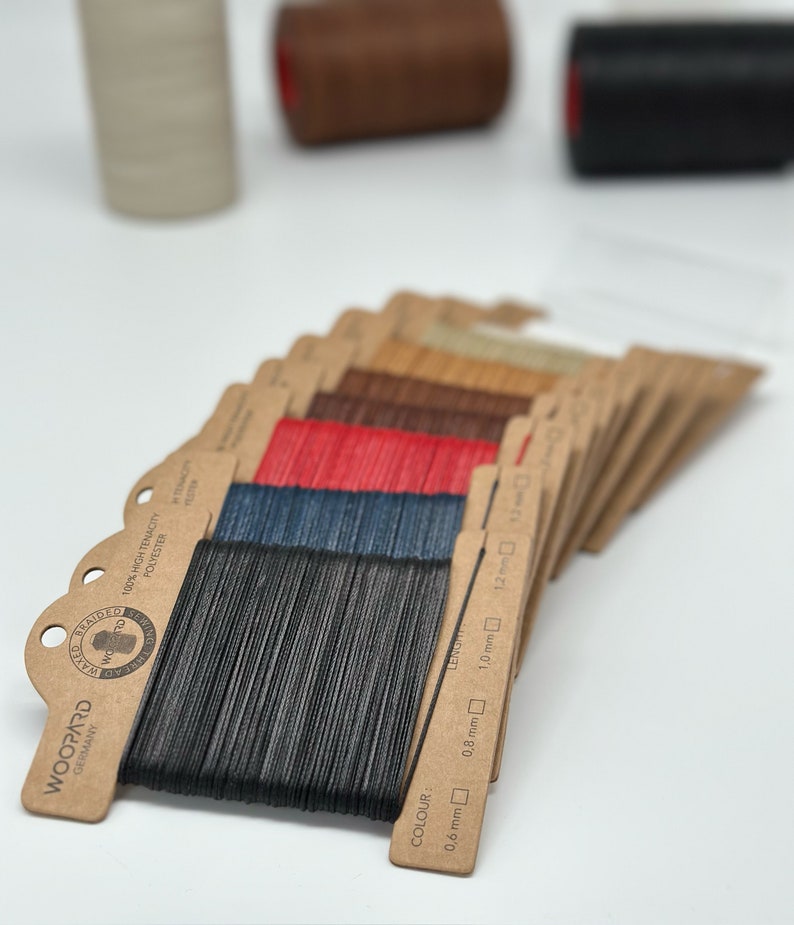 1.2mm Leder Nähen Gewachste Faden Handnähen Hand Sewing Thread 100% High Tenacity Polyester Maximum Strength 50mt Gewachstes Garn Bild 8