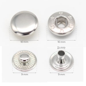 Boutons-pression S Spring Boutons-pression de haute qualité en laiton Boutons-pression antirouille Maroquinerie Tissu Antique / Nickel / Noir 10 mm 12,5 mm 50 sets image 5