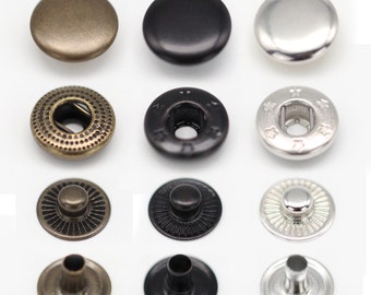 Boutons pression S Spring Boutons pression en laiton de haute qualité Boutons pression antirouille Maroquinerie Tissu Antique/Nickel/Noir 10mm - 12mm 25sets