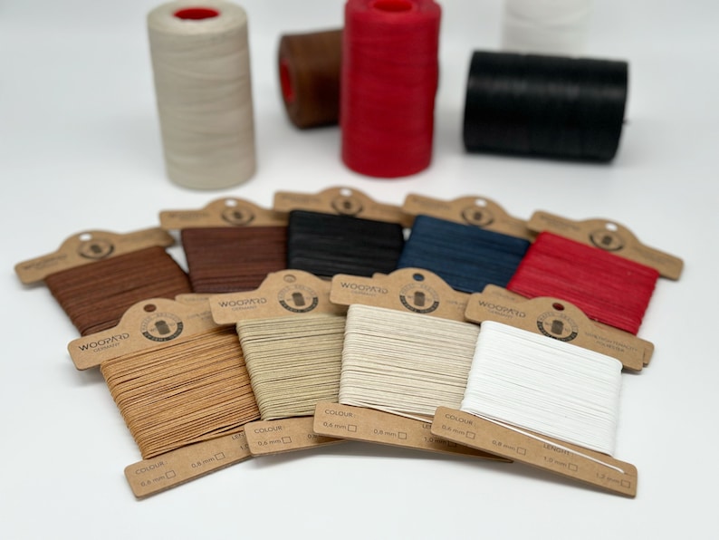 1.2mm Leder Nähen Gewachste Faden Handnähen Hand Sewing Thread 100% High Tenacity Polyester Maximum Strength 50mt Gewachstes Garn Bild 5