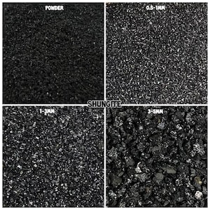Shungite Crystal Powder, Black Gemstone Dust (Raw, Fine to Coarse)