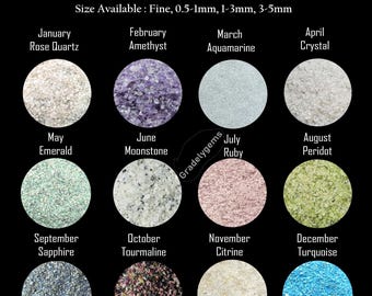 Birthstone Gemstone Crushed Raw Stone Powder, Healing Crystal Crushed Powder, Great For Woodworking Resin Art Massage Powder Craft, All Size