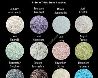 Crushed Birthstone Gemstone Powder: 1-3mm, Resin Art Inlay
