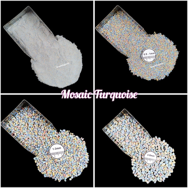 Mosaic Turquoise Gemstone Crushed Powder - Colorful Inlay Material for Artistic Designs, Resin Art, and Distinctive Jewelry Crafting