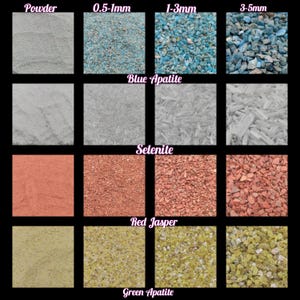 Crushed Gemstone Coarse Powder, 0.5–1mm, 1–3mm, 3–5mm Premium Inlay Supply for Jewelry, Resin Art, Woodworking, Healing & Crystal Decor