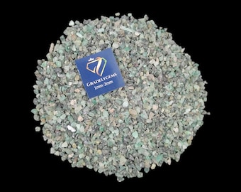 Polvo de piedra preciosa esmeralda: triturado a mano de 1 a 3 mm - Uso en incrustaciones y artesanías