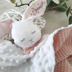 mit Name - Mädchen - Schnuffeltuch Kuscheltier Hase - Babygeschenk, Geschenk zur Geburt