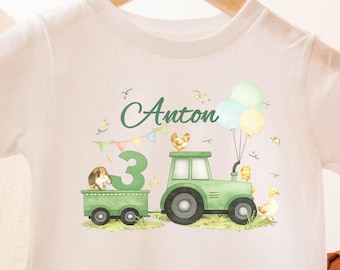 Bügelbild Bauernhof Traktor Geburtstag – personalisiert mit Name & Alter – für T-Shirt A4/A5 – Aufbügler