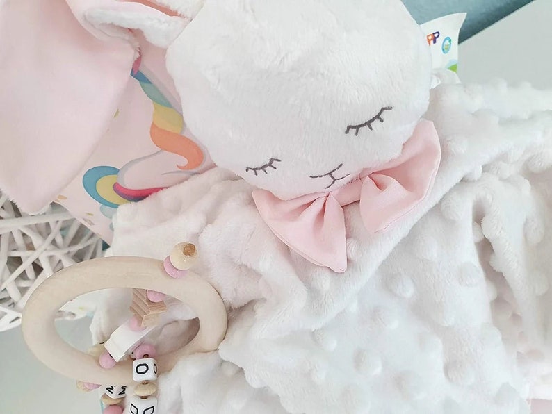 mit Name - Mädchen - Schnuffeltuch Kuscheltier Hase - Babygeschenk, Geschenk zur Geburt