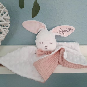 mit Name - Mädchen - Schnuffeltuch Kuscheltier Hase - Babygeschenk, Geschenk zur Geburt