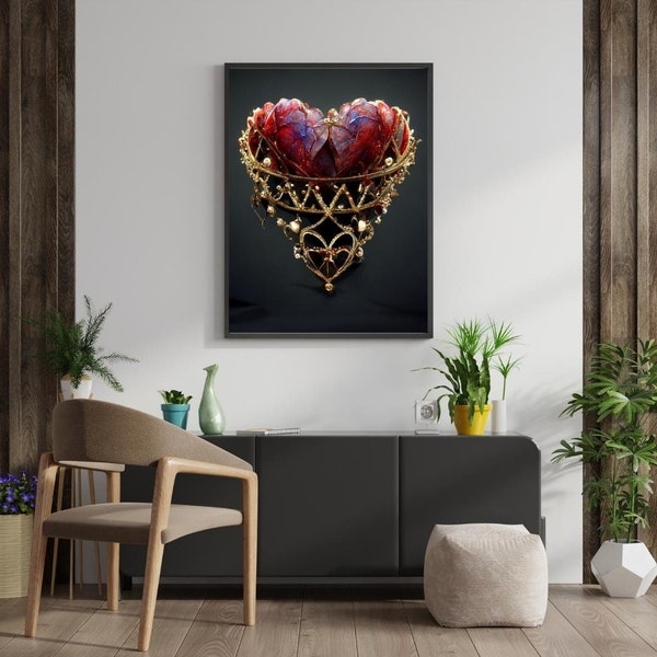 Luxury Gold Heart Wall Art Room Art Printable Downloadable Instant Download 300ppi 1024x1024