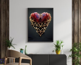 Luxury Gold Heart Wall Art Room Art Printable Downloadable Instant Download 300ppi 1024x1024