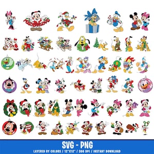 Mouse and Friends Christmas SVG PNG Bundle, Christmas New Clipart Bundle, Cartoon Characters Designs (Digital Download)