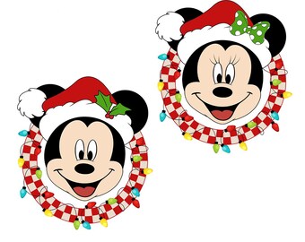 Christmas Mouse Couple Bundle SVG PNG, Retro Checkered Christmas Shirt, Xmas Holiday, Family Trip Xmas Svg