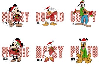 Mouse and Friends Christmas Checkered SVG PNG, Holiday Season (Digital Download)