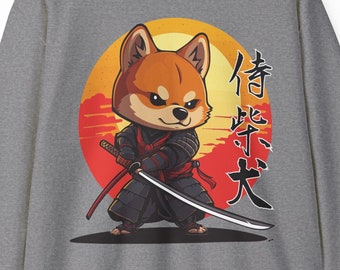 Shiba Inu Samurai Crewneck Sweatshirt - Edo-period Ukiyo-e Woodblock Print Style - Japanese Dog Lover Owner Gift Shirt Sweater