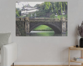 Nijubashi Tokyo Imperial Palace Matte Canvas, Stretched, 0.75" Japan - Japanese Wall Art Decor Photograph