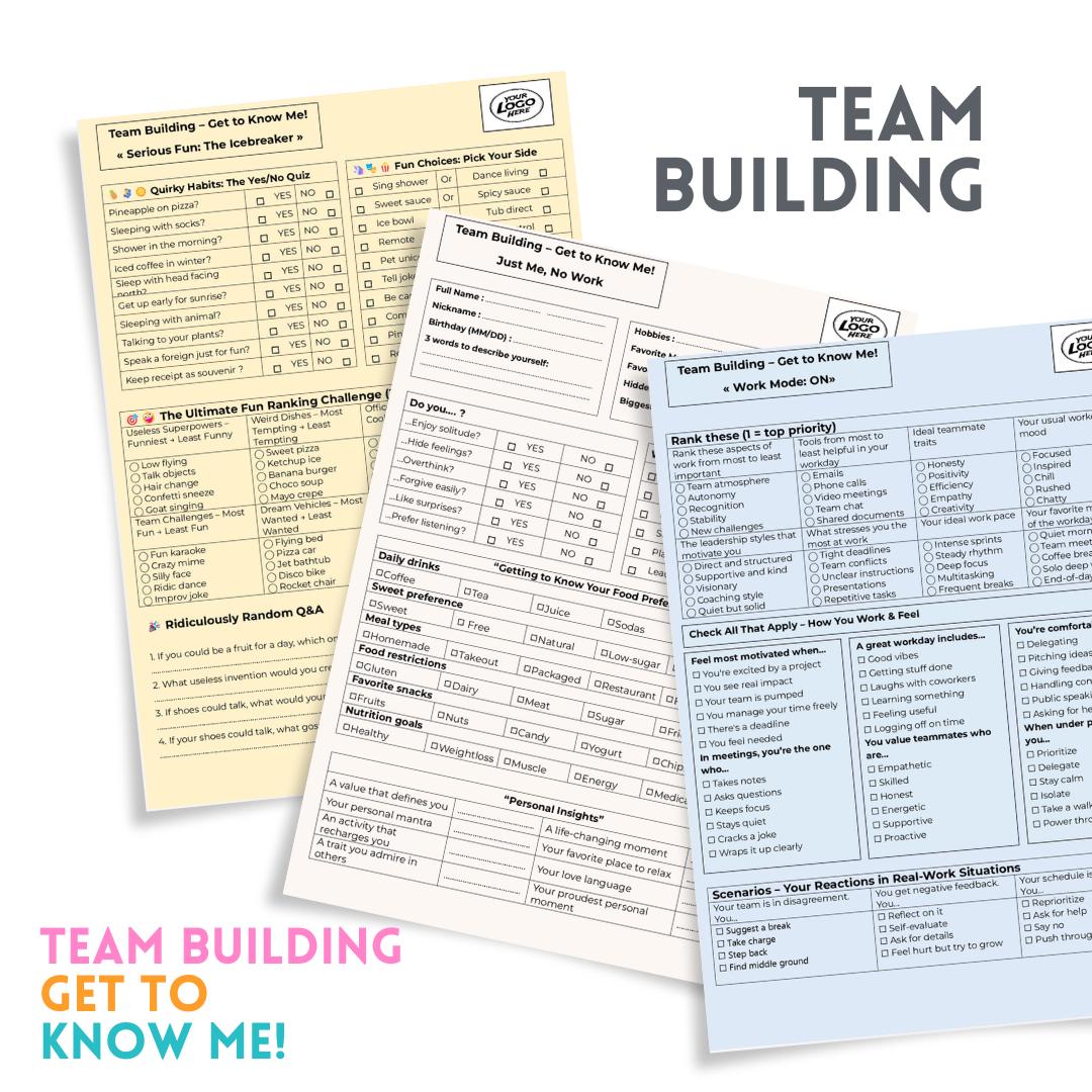 Team Building Get to Know Me Questionnaire Printable | Icebreaker Game ...