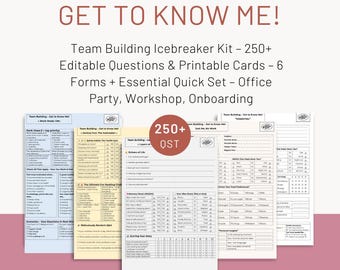 Questionario stampabile per conoscersi meglio per il team building / Gioco rompighiaccio per te, attività per colleghi, modello modificabile in formato Word e PDF