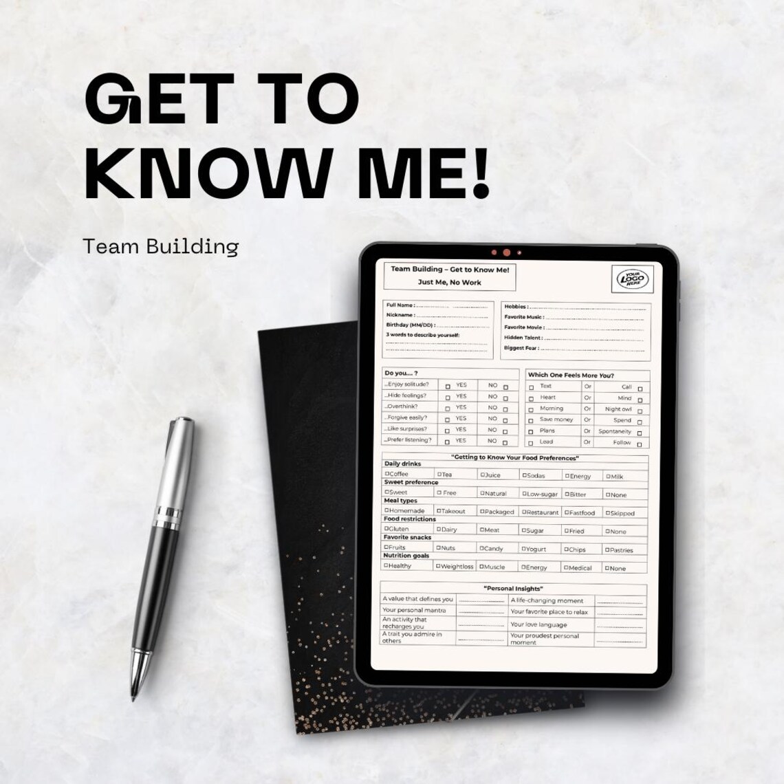 Team Building Get to Know Me Questionnaire Printable | Icebreaker Game ...