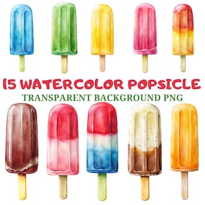 15 ijslolly-ijs clipartbundel, 15 transparante png, ijs png, ijslolly png, dessert thema kunst, zomer-T-shirt, digitale download