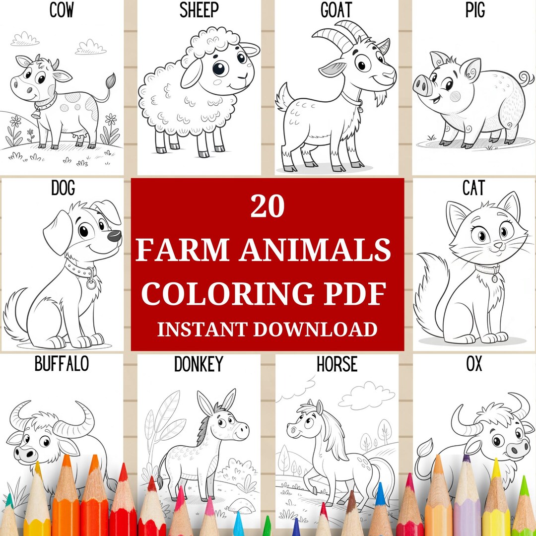 20 Farm Animals Coloring Pages for Kids Animal Coloring Farm Coloring