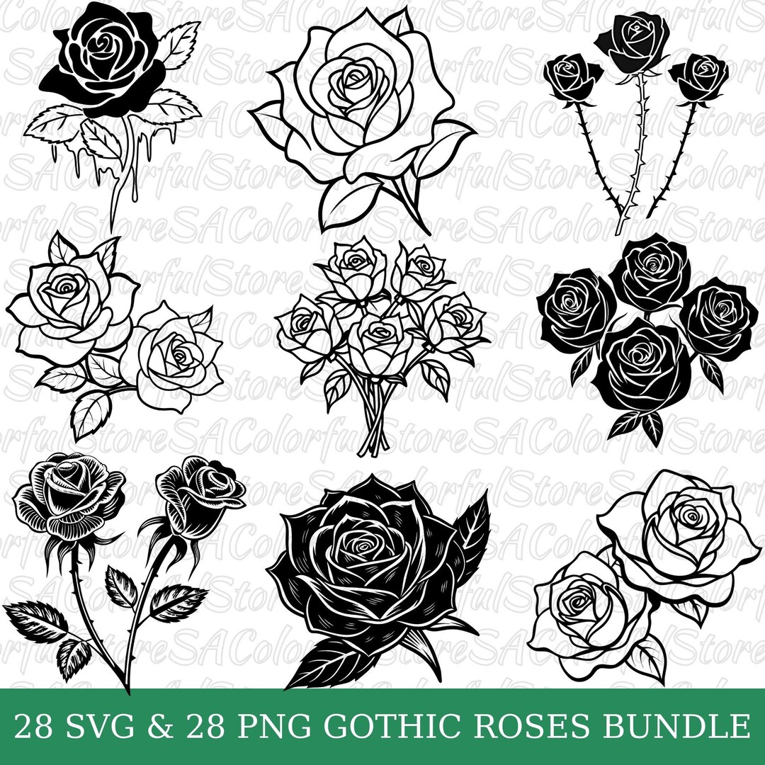 Svg Mini Roses Rose SVG & PNG Bundle: Floral Cut Files for Cricut - Etsy