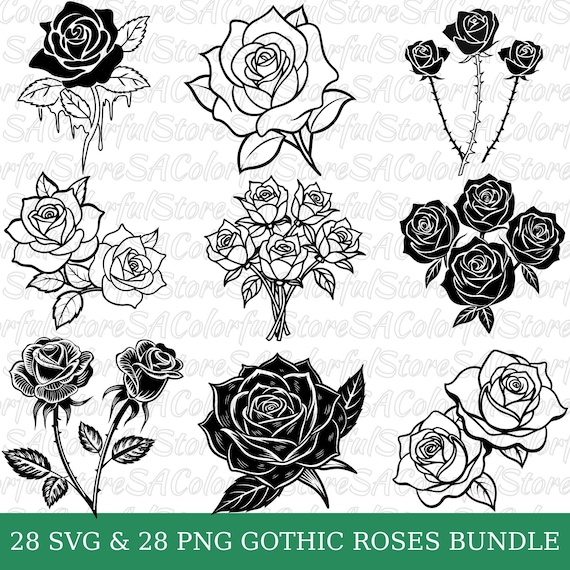 Rose SVG PNG Bundle: Floral Cut Files for Cricut