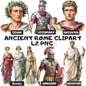Watercolor Ancient Rome Clipart: 42 PNG Illustrations
