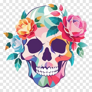 Floral Skull SVG & PNG: Sugar Skull Vector, Halloween Clipart (Digital Download)