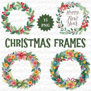 15 PNG Christmas Frames Pack, Christmas Frames PNG Clipart Collection Holiday Borders Printable Christmas Frame Clip Art Festive Frame