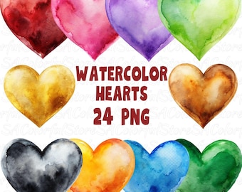 Aquarell Pastell Herzen Clipart Bundle: Valentinstag PNG Designs