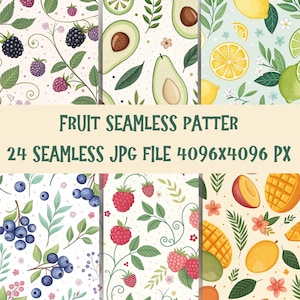 Motifs sans couture de fruits : ensemble de papiers numériques BCBG (4096 x 4096 px)